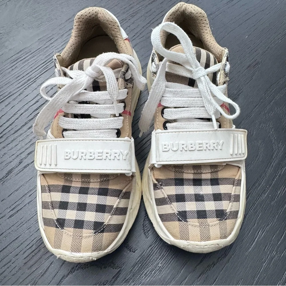 Burberry Women’s Regis Check Trainer Sneakers - Size 5.5